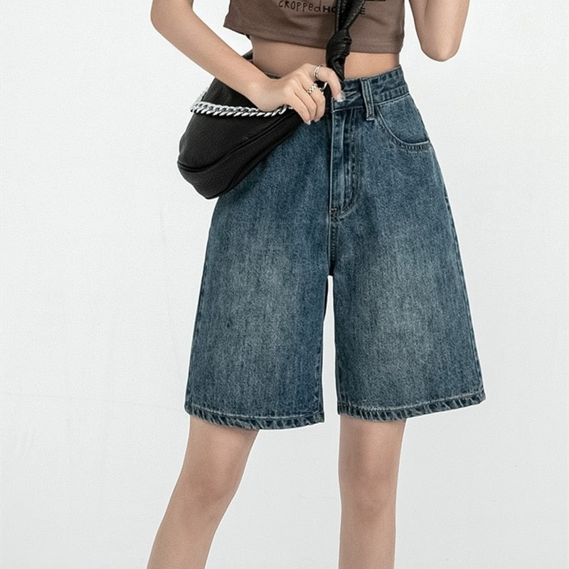 Knee Length Denim Shorts For Women