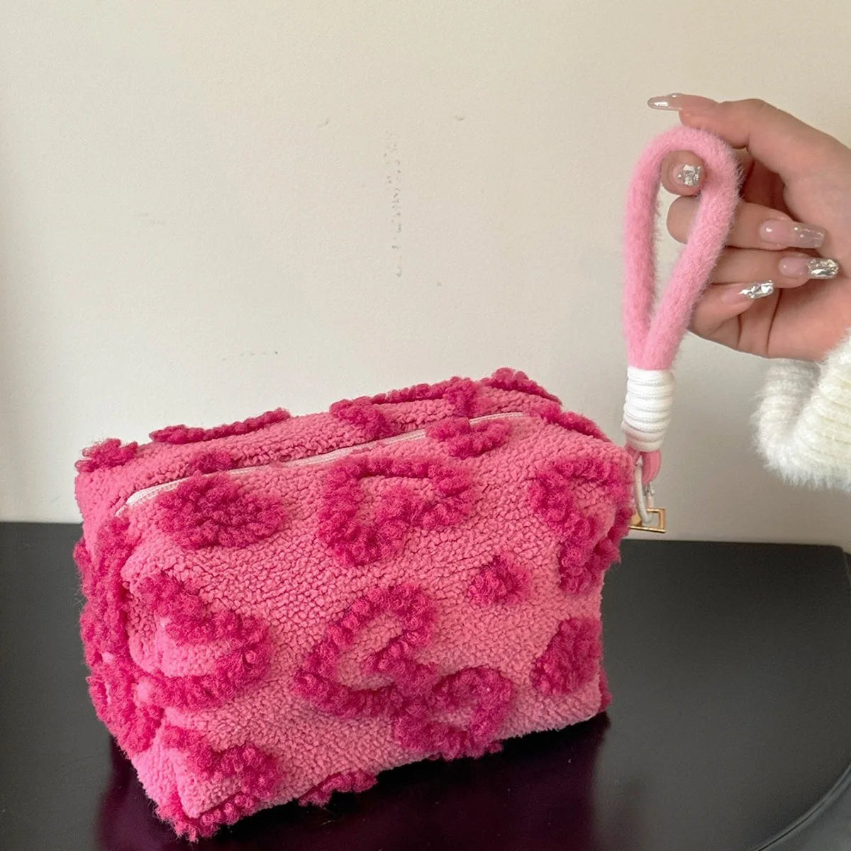 Plush makeup bag