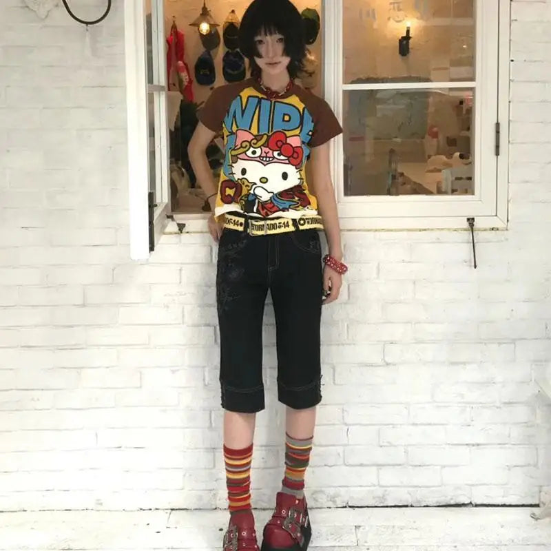 Hello Kitty Cartoon Printed T-shirt