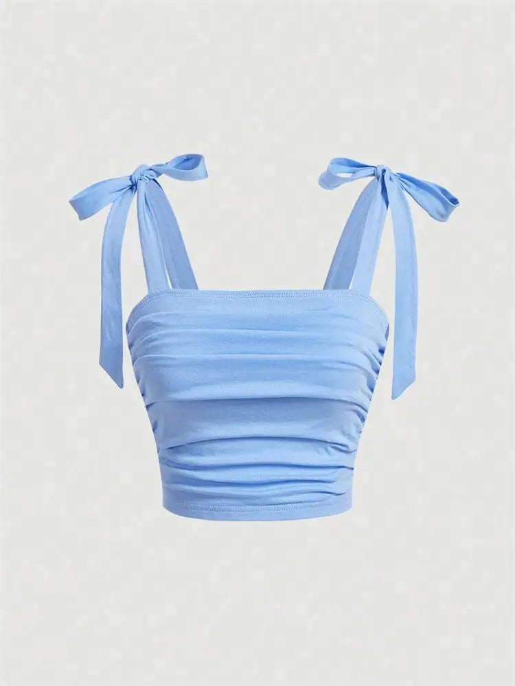 Women’s Pink Tie-Shoulder Crop Top