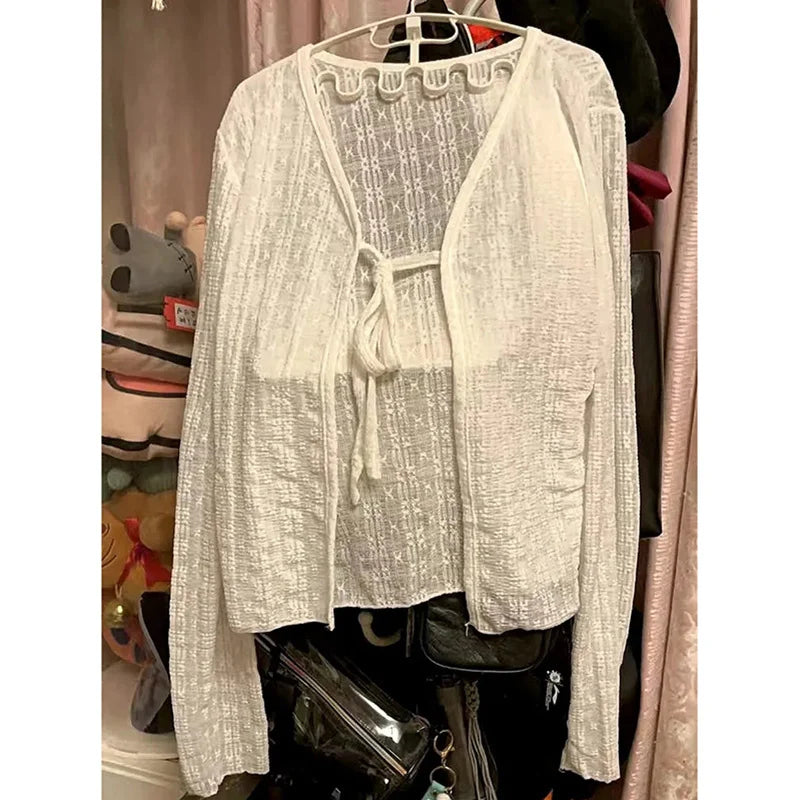 Thin Bow Short Thin Cardigan