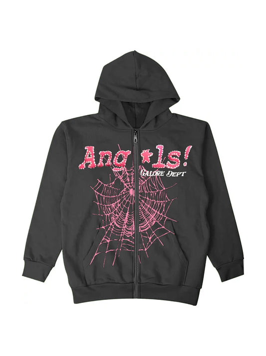 Angels Printed Spider Graphic Hooded