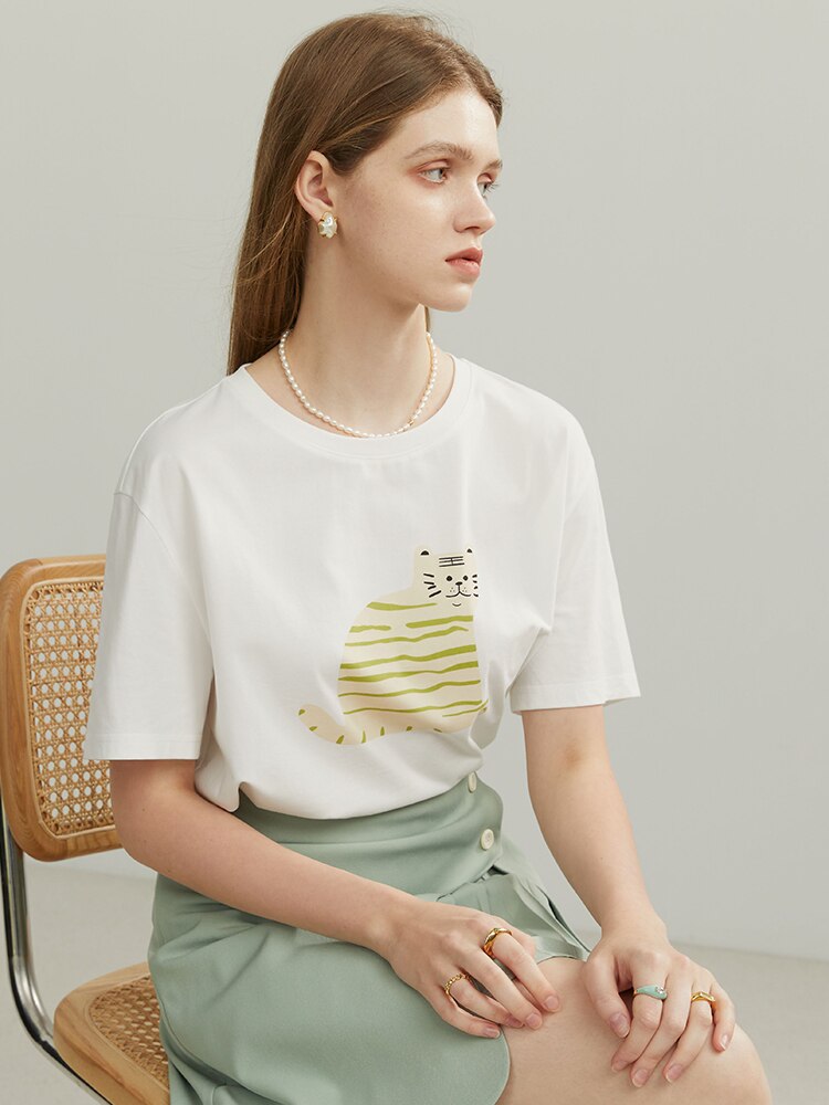 Tiger Print Loose basic T-shirt