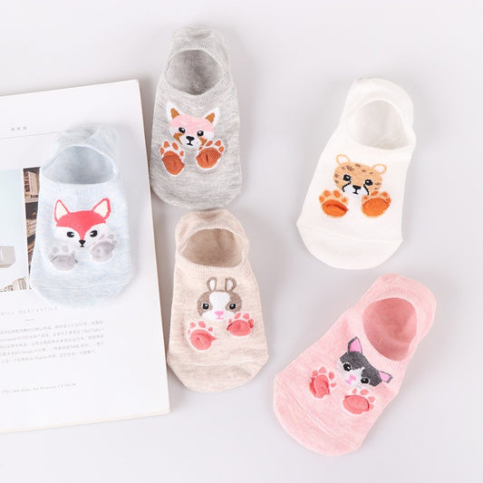 5 Pairs/lot Cute Animal Short Socks Set