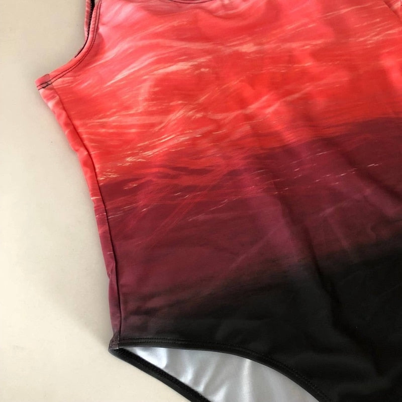 Push Up Swimwear Gradient Print One Piece