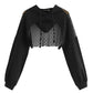 Ultra Short Mesh Splice pullover Sweatshirts Gothic Women