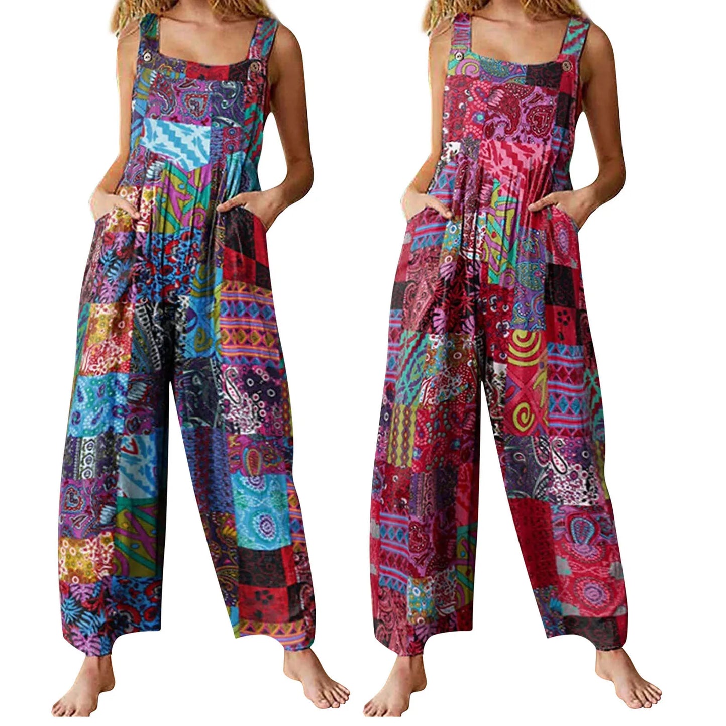 Multicolor Square Neck Rompers