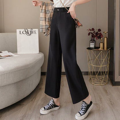 Korean Style Wide Leg  Baggy Black High Waisted Vintage