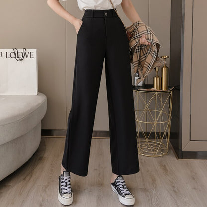 Korean Style Wide Leg  Baggy Black High Waisted Vintage