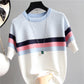 Thin Knitted Short Sleeve Summer Striped T-Shirt