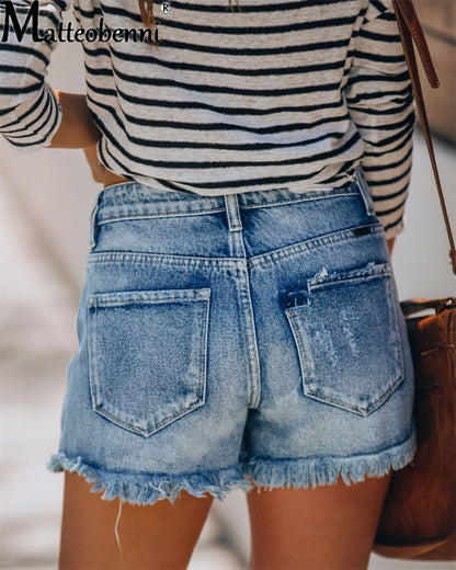 Vintage Ripped Denim Shorts