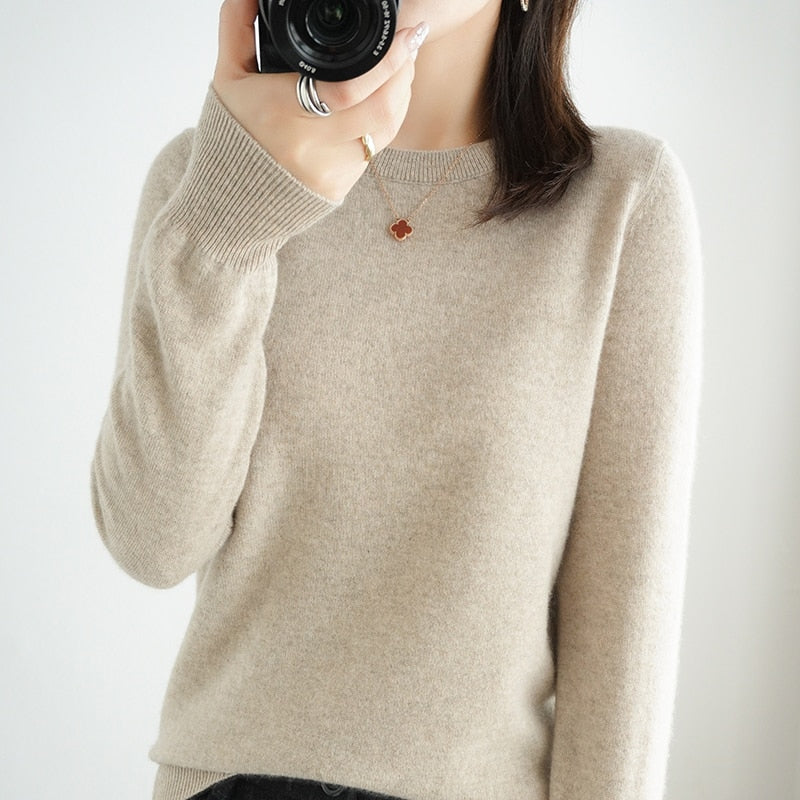 Pure Wool Cashmere O-neck Sweater