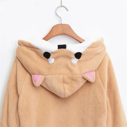 Fox Cartoon Velvet Long-Sleeved Hooded