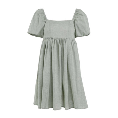 Square Collar Cotton Linen Women Dresses