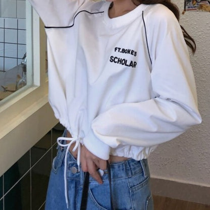 Shirred Loose Crop Hoodies