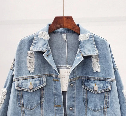 Çiçek Baskılı Kot Ceketler