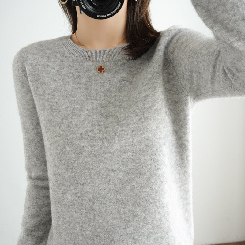 Pure Wool Cashmere O-neck Sweater