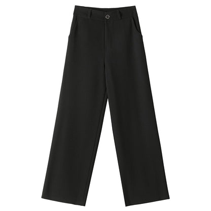 Korean Style Wide Leg  Baggy Black High Waisted Vintage