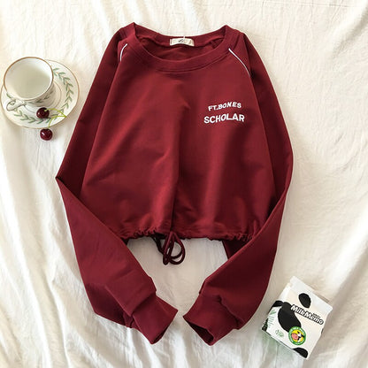 Shirred Loose Crop Hoodies