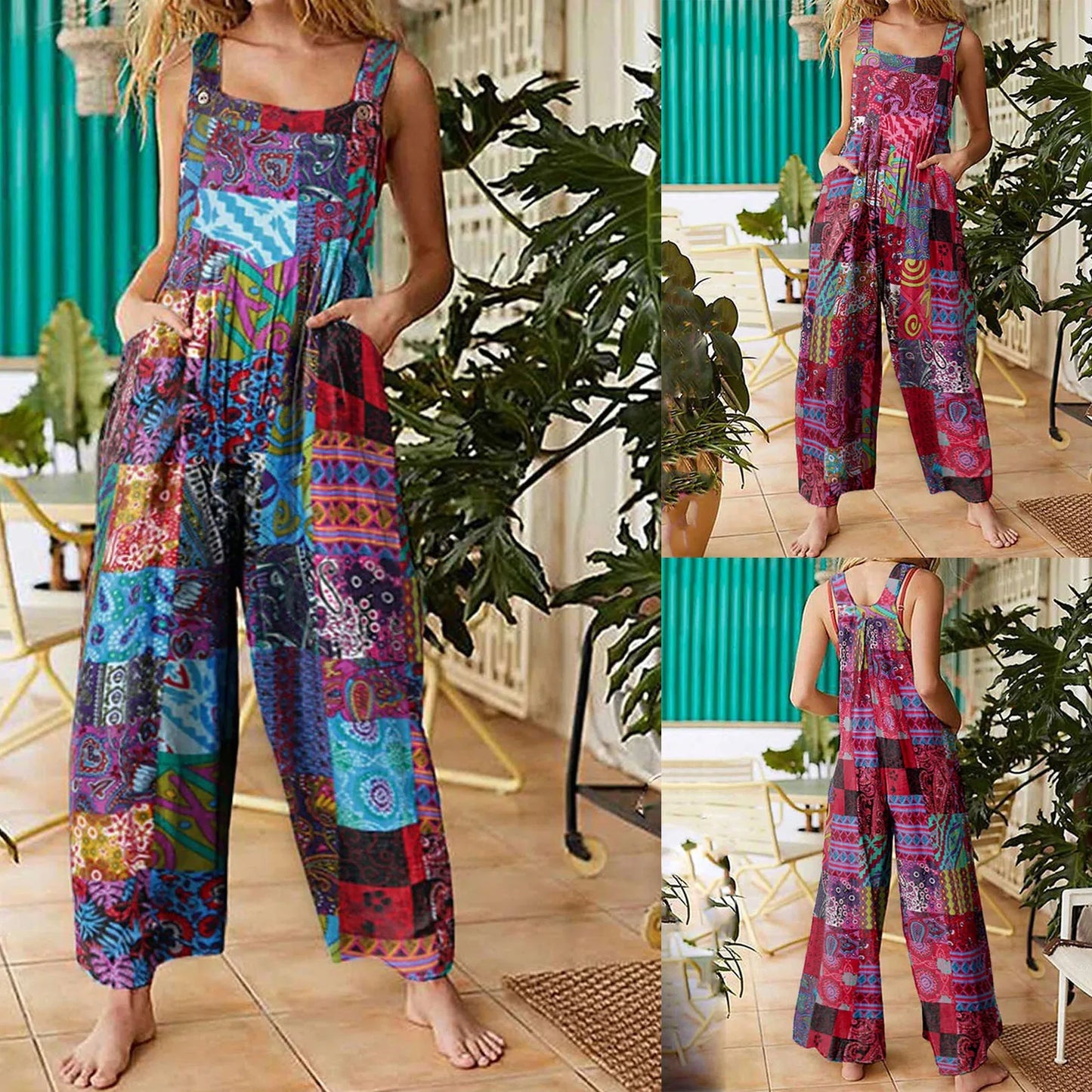 Multicolor Square Neck Rompers