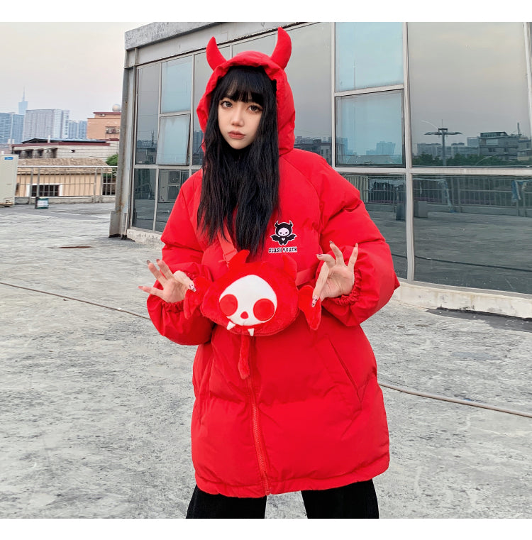 Devil Horns Wing+Tail Hooded Unisex Coats