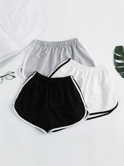 Striped Solid Sports Shorts Women
