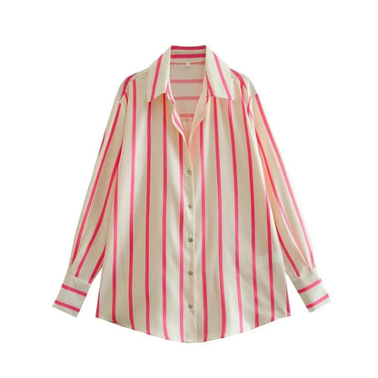 New Fashion Straight Striped Women Shirt