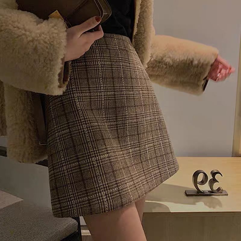 Plaid Slim Korean Style Casual Skirt