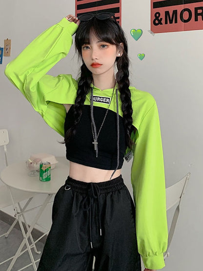 Solid Color Fashion Crop Hoodies