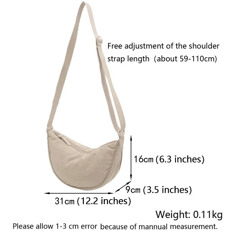 Nylon Half Moon Bag