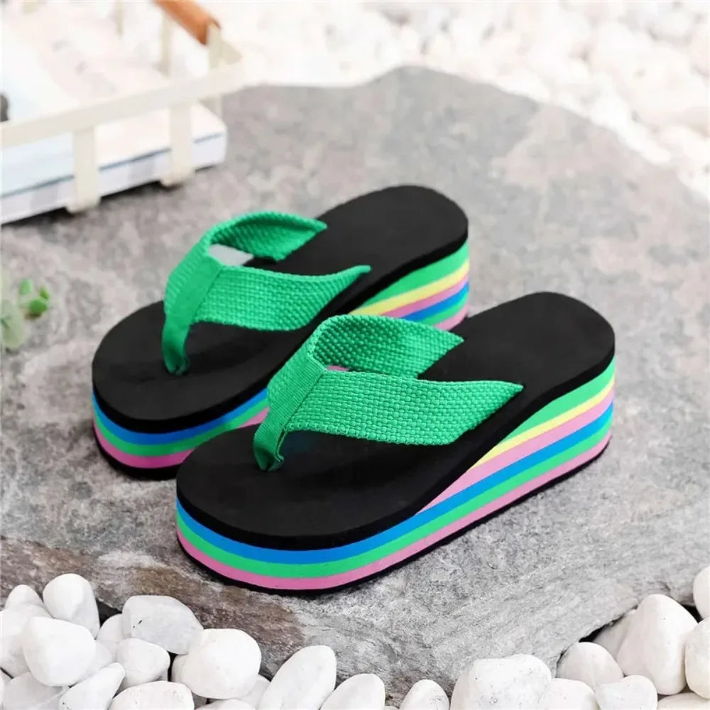 Rainbow Thick Soled Slippers