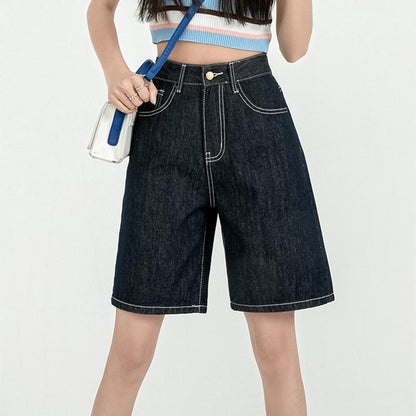 Knee Length Denim Shorts For Women