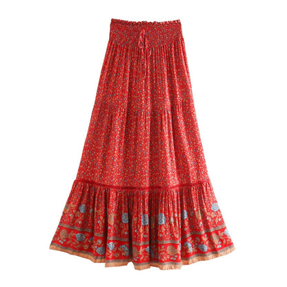 Floral Print Bohemian High Waist Skirt