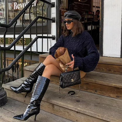 Black Turtleneck Knit Sweater