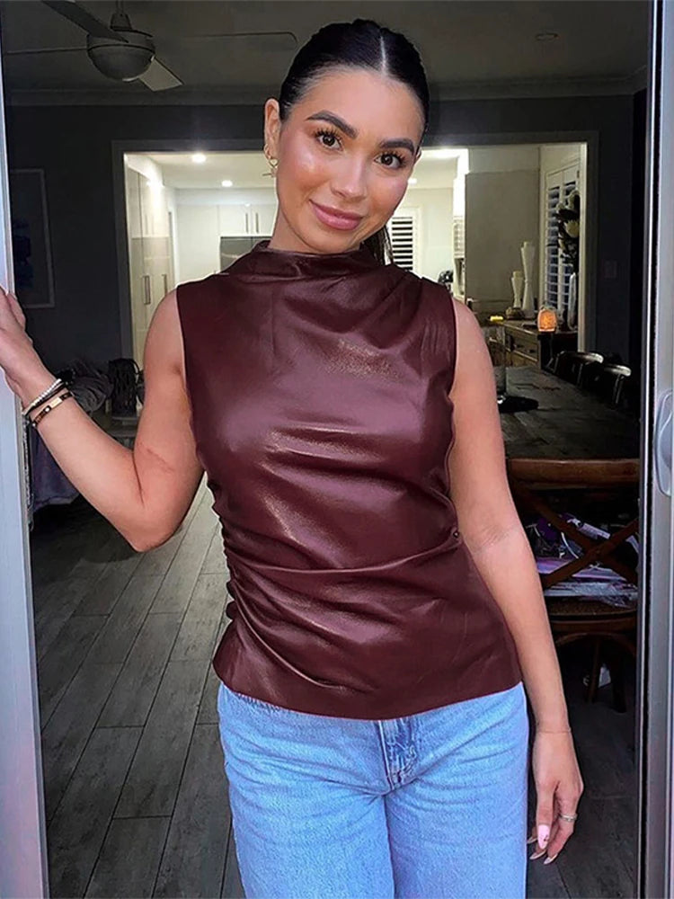 Leather  Asymmetrical Top