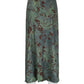 Vintage Long Skirt Green Floral Print Skirt