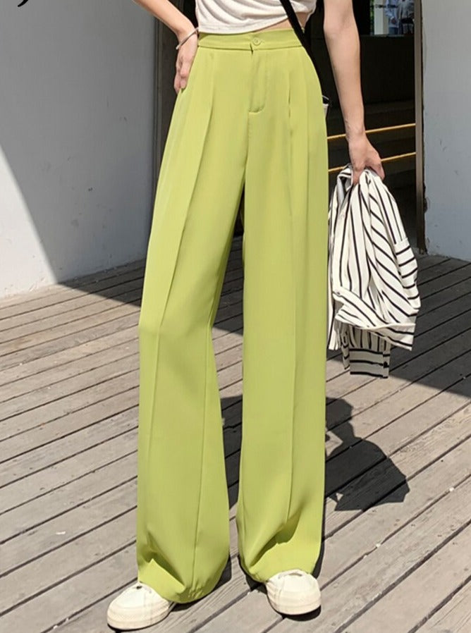 High Waist Cool Loose Straight Trousers