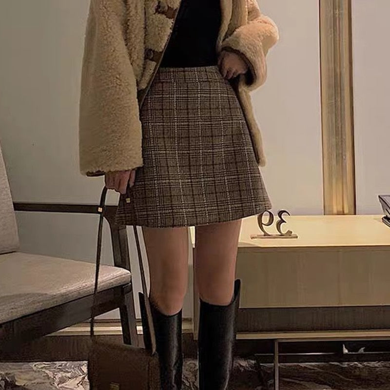 Plaid Slim Korean Style Casual Skirt