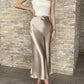 Silk Satin High Waist A-line Skirt