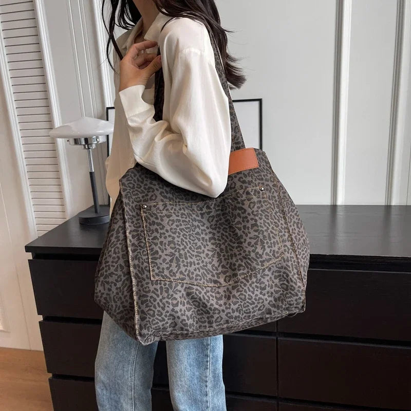 Oversized Leopard Prints Shoulder Bags