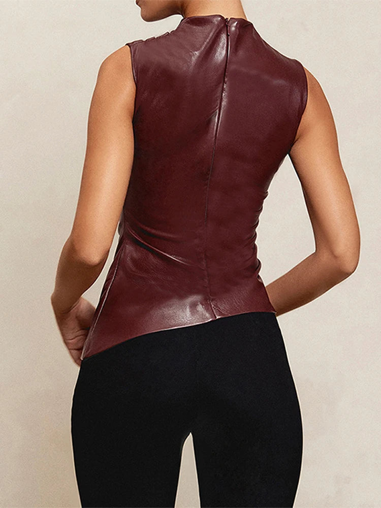 Leather  Asymmetrical Top