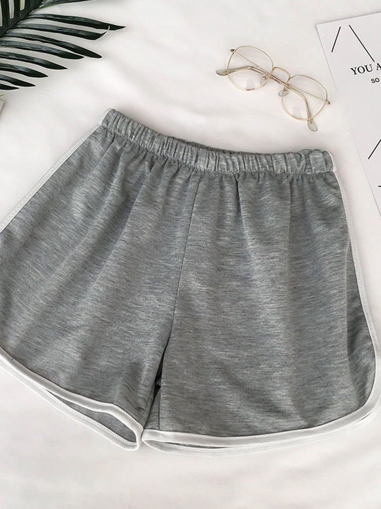 Striped Solid Sports Shorts Women