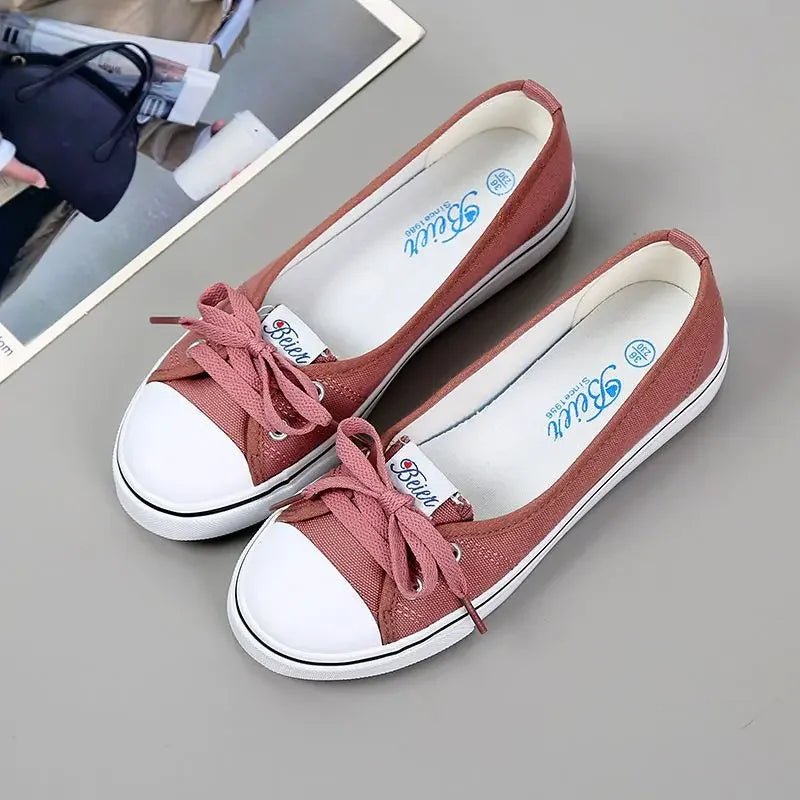 Lace-up casual canvas shoes for women