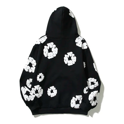 Retro Foam Printed Oversize Hoodies
