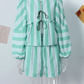 Lantern Sleeve Stripe Shirt Shorts Sets