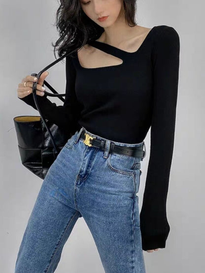 Slim Sexy Design Asymmetrical Pullovers