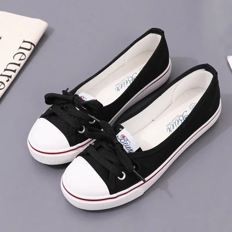 Lace-up casual canvas shoes for women