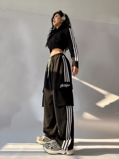 Korean Style Oversize Streetwear Baggy Sports Trousers