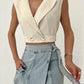 Linen Sleeveless V-neck Vest Crop