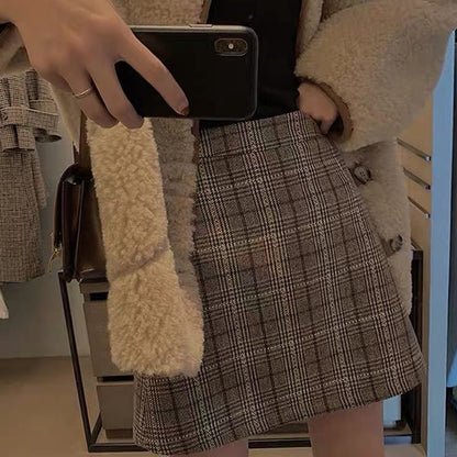Plaid Slim Korean Style Casual Skirt